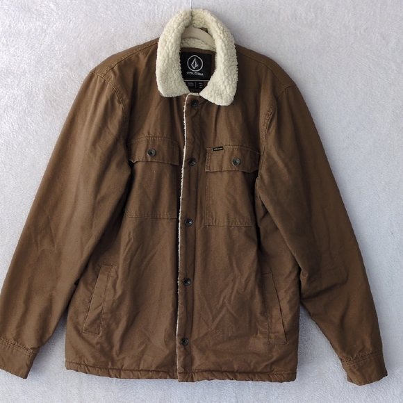 Volcom Mens Brown Canvas‎ Sherpa Lined Barn Coat Size L - Picture 1 of 6